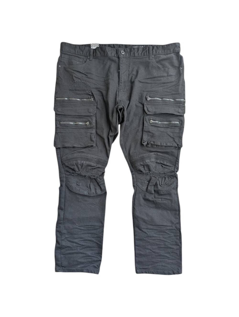 NWT Smoke Rise Black Cargo Pants Mens 48x32 Streetwear Hip Hop Tactical Big Tall